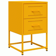 Décoshop26 - Table de chevet avec deux tiroirs 36 x 39 x 60,5 cm acier jaune DEC034095 - jaune 3000259895553