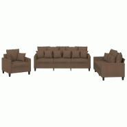 Ensemble de canapés 3 pcs avec coussins marron tissu Modèle AbriHarmonie 24 - 8721012066021