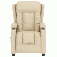 Fauteuil inclinable électrique Crème Tissu Modèle Derveline - 8720286939444