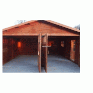 Garage double bois / 36 m² / toit double pente / porte battante / 6 x 6 m