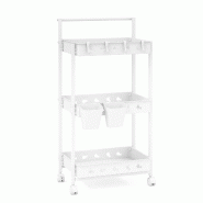 Helloshop26 - Chariot de rangement à 3 niveaux 42 x 29 x 83 cm optimisé pour cuisine et salle de bain en pp blanc - blanc métal 3000233639234