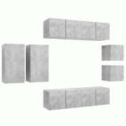 Helloshop26 - Ensemble de meubles armoire buffet TV télévision salon chambre séjour 8 pièces bois d'ingénierie gris 02_0024337 - gris Bois massif