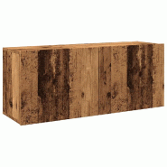Helloshop26 - Meuble TV mural pratique avec rangement 100 x 30 x 41 cm en bois d'ingénierie vieux bois 02_0051170 - Bois massif 3000236774345