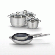 Lot 2 Poêles 24/32cm & 3 Faitouts 16/20/24cm Elo Profi Therm Platinum - gris inox 3176239970241