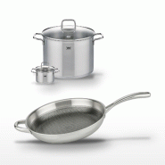 Lot Faitout 26 cm et Poêle 32 cm Elo Relief Evolution - gris inox 3176239954715