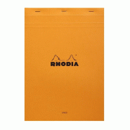 RHODIA Lot de 5 Bloc N°18 orange format 210x297 / A4, 80 feuilles 80 g/m² agrafées, ligné + marge - 3037920186009