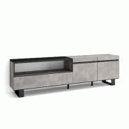 SKRAUT HOME Meuble TV, Banc Télé, 200x57x35cm, Pour les TV jusqu'à 80", Design industriel, Ciment - gris Bois manufacturé 51_2