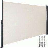 TecTake GmbH tectake, auvent latéral extensible, mécanisme d'enroulement automatique, toile polyester, beige, 300x9x180 cm - beige multi-matériau 4