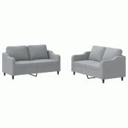 VidaXL Ensemble de canapés 2 pcs avec coussins Gris clair Tissu Modèle Helios Advance - 3201802