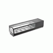 Vitrine réfrigérée pour sushi, éclairage LED, thermomètre numérique, dégivrage automatique, temp. 0°C/+6°C, dimensions 135,3x40,6x31,8 cm, SU Vitrine réfrigérée pour sushi, éclairage LED, thermomètre numérique, dégivrage automatique, temp. 0°C/+6°C, dimensions 135,3x40,6x31,8 cm, SU