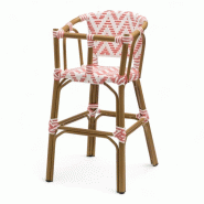 Bistromania Chaise haute bébé ALMA - Tressage Rose et Blanc - EA235