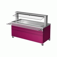 Buffet froid à réfrigération active statique 4 x GN 1/1 à faible hauteur - Avec rampes à plateaux et tablettes Blanco BASICLINESK-4KIDS