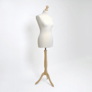 Buste Femme Couture Ecru Réglable Pied Tripode Bois