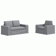 Canapé 2 pcs Gris clair 182 x 80 x 82 cm tissu Modèle Apex Factory - Matériau naturel 8721364373877