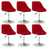 Chaises pivotantes à manger lot de 6 Rouge bordeaux Velours Modèle Arlénis - 8720286753033
