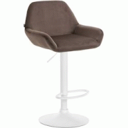 CLP Tabouret de bar Braga Velours avec pied en métal réglable et pivotant Marron/Blanc - marron textile 320908