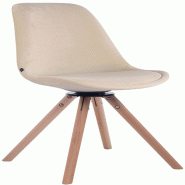 Décoshop26 - Chaise de salle à manger x1 chaise visiteur assise pivotant à 360° en velours crème piètement en bois rond clair 10_0007262 - beige