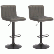 Décoshop26 - Lot de 2 tabourets de bar pivotant hauteur réglable assise surpiqué en velours gris et métal noir 10_0004227 - gris 3000251997446 Décoshop26 - Lot de 2 tabourets de bar pivotant hauteur réglable assise surpiqué en velours gris et métal noir 10_0004227 - gris 3000251997446