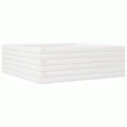 Helloshop26 - Jardinière bac lit surélevé plantes fleurs terrasse jardin 70 x 70 x 23 cm bois de pin massif blanc 02_0037807 - 3000217630202