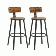 Helloshop26 - Lot de 2 chaises de bar tabourets hauts avec dossier siège de cuisine cadre en acier siège de 73 cm de haut montage 12_0006194 - 30002