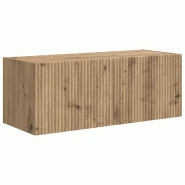 Helloshop26 - Meuble TV mural moderne style minimaliste avec étagères 60 x 31 x 29 cm en bois d'ingénierie chêne artisan 02_0054915 - Bois massif