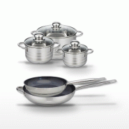 Lot 2 Poêles 28/32cm et 3 Faitouts 14/16/24cm Elo Profi Therm Platinum - gris inox 3176239970531