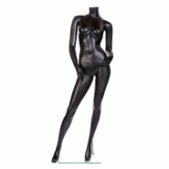 Mannequin femme modulable sans tête déhanché noir mat
