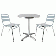 Pack Table ronde et 2 chaises d'extérieur Bruxelles en aluminium