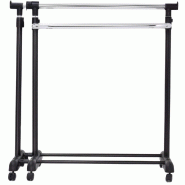Porte-vêtements COSTWAY, Extensible, Trolley à vêtements, Réglable en hauteur, Rail à vêtements avec 2 rails simples - noir plastique TI75056_0