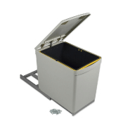 Poubelle de recyclage à fixation inférieure et extraction manuelle avec 1 conteneur de 16 litres et couvercle automatique