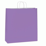 Sac kraft lilas poignées torsadées - 36x12x41cm - par 50 - robuste et tendance