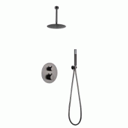 STELLAMEUBLES Ensemble de douche thermostatique encastré Tivoli Gris Anthracite - 8435668031318