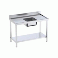 Table inox de préparation avec bords anti-ruissellement, étagère et bac central P 600 | Distform - QCCES6-bac Au centre longueur 1800 mm - QCCES618 Table inox de préparation avec bords anti-ruissellement, étagère et bac central P 600 | Distform - QCCES6-bac Au centre longueur 1800 mm - QCCES618