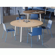 Table de réunion ronde Pop Ace - grand format - Ø100 à Ø180 cm - mélaminé 18mm - structure en acier