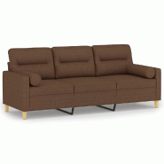 VidaXL Canapé 3 places avec oreillers décoratifs marron 180 cm tissu Modèle Quivana - 3200832