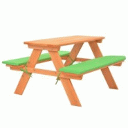VidaXL Table de pique nique pour enfants avec bancs 89x79x50 cm Sapin - marron Bois massif 91793XL VidaXL Table de pique nique pour enfants avec bancs 89x79x50 cm Sapin - marron Bois massif 91793XL