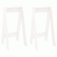 VidaXL Tabourets Lot De 2 Blanc 40x40x75 Cm Bois Massif De Pin - blanc 823670 VidaXL Tabourets Lot De 2 Blanc 40x40x75 Cm Bois Massif De Pin - blanc 823670