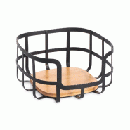 WellHome - Corbeille à fruits 24x24,5x12cm en acier et bambou couleur noire - A-mesa - noir acier WH17027