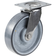 Roulette pivotante de 200 mm en acier inoxydable avec thermoplastique gris conducteur d'électricité. Roulette pivotante de 200 mm en acier inoxydable avec thermoplastique gris conducteur d'électricité.