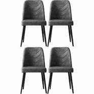 Chaise en velours Dallas (Lot de 4) Hanah Home - gris 8683342851060 Chaise en velours Dallas (Lot de 4) Hanah Home - gris 8683342851060