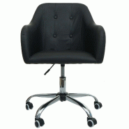 Décoshop26 - Chaise de bureau pivotante avec accoudoir hauteur réglable en PVC noir boutons décoratifs 04_0006229 - noir 3000261658023