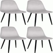 Décoshop26 - Lot de 4 chaises de salle à manger design simple avec pieds en métal noir et assise en tissu crème 10_0001833 - beige métal 3000250698412