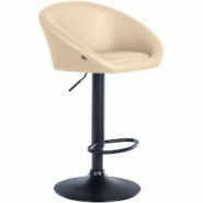 Décoshop26 - Tabouret de bar assise pivotante à 360° hauteur réglable en PVC crème piètement en métal noir 10_0004764 - noir 3000252279091 Décoshop26 - Tabouret de bar assise pivotante à 360° hauteur réglable en PVC crème piètement en métal noir 10_0004764 - noir 3000252279091