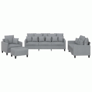 Ensemble de canapés 4 pcs coussins gris clair tissu Modèle AbriVerte 28 - 8721012066076