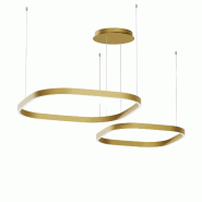 Gea Luce Lampe À Suspension Criseide S/2D Q - Led 90W 3000K 3800Lm En Aluminium Doré - Coupe De Phase Double Emission Gradable - Gealuce - doré CRI