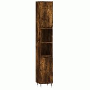 Helloshop26 - Armoire de bain chêne fumé 30 x 30 x 190 cm design industriel grand espace de rangement en bois chêne fumé 02_0048986 - Bois massif