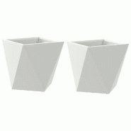 Helloshop26 - Lot de 2 jardinières rectangulaires modernes 30 x 30 x 30 cm pour plantes décoratives en acier blanc 02_0053051 - blanc acier 30002377