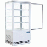 Mini armoire vitrée réfrigérante positive - 4 faces vitrées - 86L - 2 portes incurvées - Dégivrage automatique Mini armoire vitrée réfrigérante positive - 4 faces vitrées - 86L - 2 portes incurvées - Dégivrage automatique