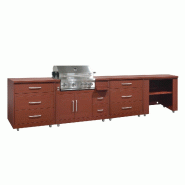 Oviala Business Oviala Cuisine d'extérieur 4 éléments avec gazinière en acier 96 x 373 x 66 cm brique - marron acier 115310