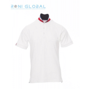 Polo de travail homme manches courtes en coton - NATION PAYPER - col contrasté effet drapeau et boutons nacrés Polo de travail homme manches courtes en coton - NATION PAYPER - col contrasté effet drapeau et boutons nacrés